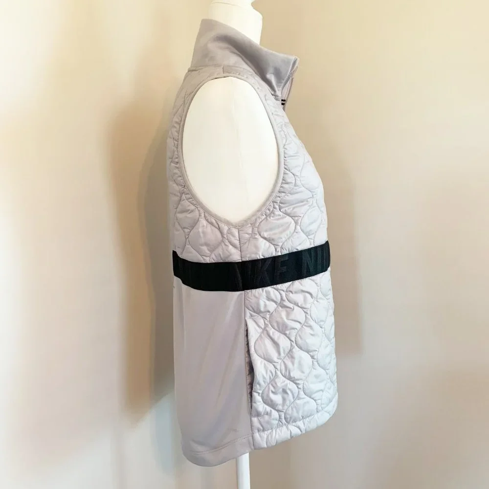 SOLD! Nike Aerolayer Black Gray Running Vest Gilet Quilted Logo - Picture 4 of 12